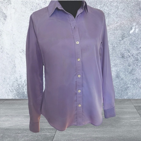 Banana Republic, Women’s Fitted, Button-Down Top. Lavender, Stretch, 8P - Picture 3 of 13